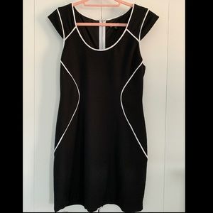 Express black dress with white piping